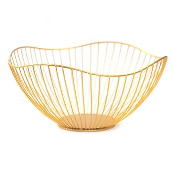 

Nordic Style Fruit Vegetable Metal Storage Basket Decorated Display Bowl Rack Dining Table Decoration (26X12.5X10cm)