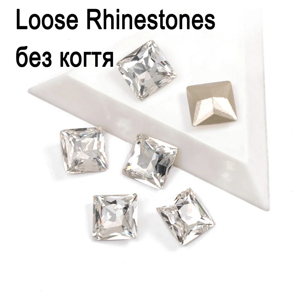 Alle Farben Kristall-Prinzessin Quadratische Glassteine zum Aufnähen, Strasssteine für Handarbeiten mit Krallen, DIY Kleidungszubehör, Diamanten – Detail 8
