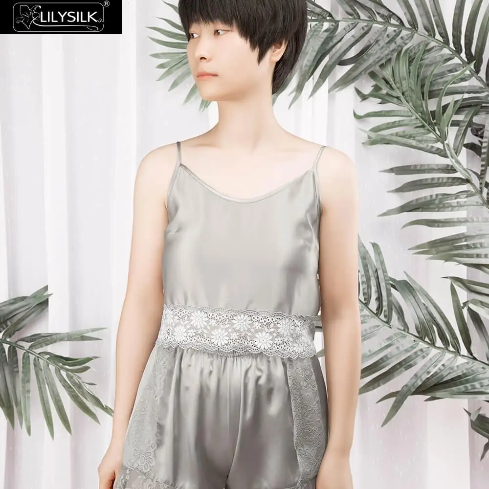LilySilk камзол короткий кружевной Шелковый 19 momme женский