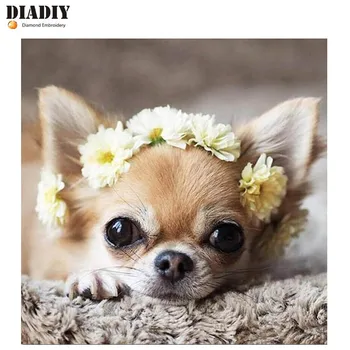 

DIADIY New Full Square 5D Diy Diamond Painting Cute Dog Diamond Embroidery chihuahua Cross Stitch Rhinestone Diamond Mosaic Art