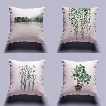 

Hand Painted Plants Pillow Case Cushion Cover Linen Home Decor Pillowcase Decorative Pillows For Sofa Christmas Pillow Cases