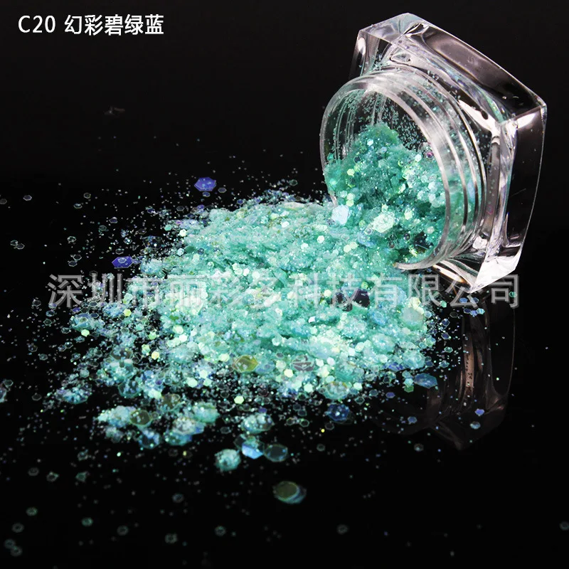 

1kg /bag nail art glitter color glitter laser powder gradient color magic sequins glitter powder mixed glitter powder, 12 Colors