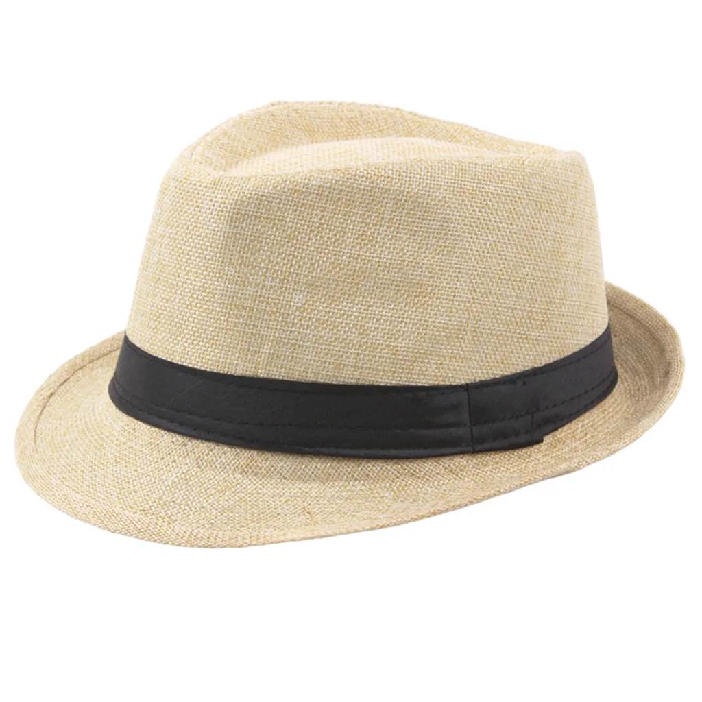 Шляпа серая джазовая шляпа мужская из дышащего хлопка верхняя шляпа уличная Солнцезащитная шляпа кудрявая соломенная шляпа с полями 19Aug6 P30