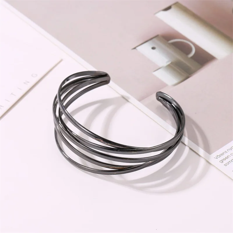 New Fashion Gold Silver Color Geometric Adjustable Open Cuff Bangles Bracelets for Women Hollow Indian Jewelry