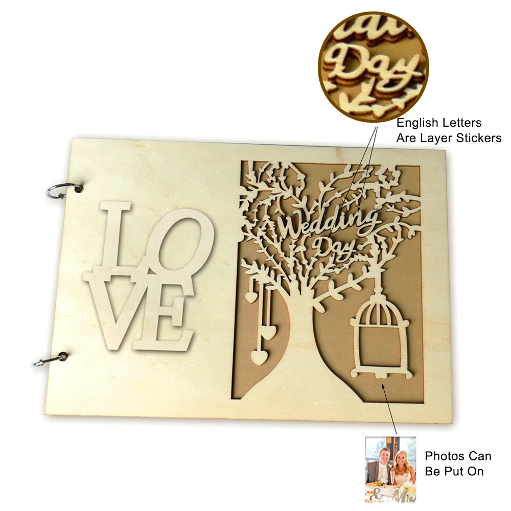 20 страниц деревянная Свадебная Гостевая книга Свадебные принадлежности