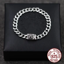 Браслеты из стерлингового серебра S925 пробы, индивидуальные модные классические ювелирные изделия, винтажный крест, пара, панк, хип-хоп стиль, популярные модели, подарок для влюбленных