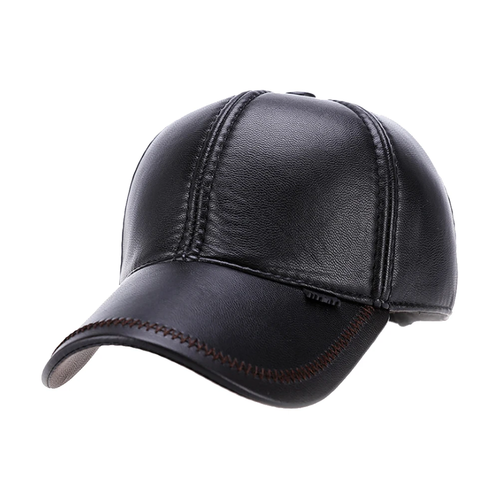

2019 New Men's Thick Warm Baseball Cap For Men Imitation Leather Hat Casquette Men Snapback Dad Hat Adjustable Middle-aged Cap