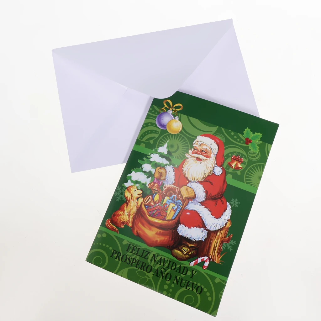 10pcs/set Merry Christmas Greeting Cards with Envelopes Xmas Gift Cards Winter Holiday Festival Greeting Supplies for Friend Kid