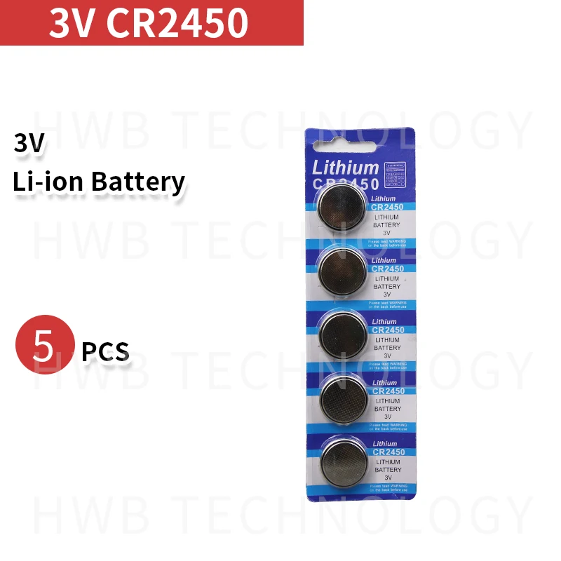5 шт. CR2450 Кнопочная батарея 2450 ECR2450 KCR2450 5029LC LM2450 3 В литиевая батарея для часов электронных устройств