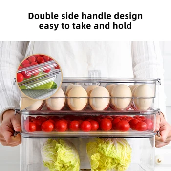 

Refrigerator Organizer Boxes Bins Stackable Fridge Egg Organizers Drawer Clear Plastic Pantry Food Storage Rack Egg Containers z