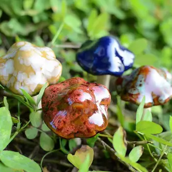

4Pcs Garden Plant Ceramic Mushroom Fairy Yard Figurine Pots Decoration Pottery Ornament DIY Accessories