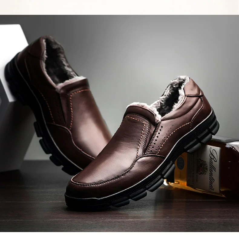 Теплые мужские ботинки из натуральной кожи; большие модные зимние ботинки; удобные ботильоны; Мужская обувь; качественные зимние ботинки