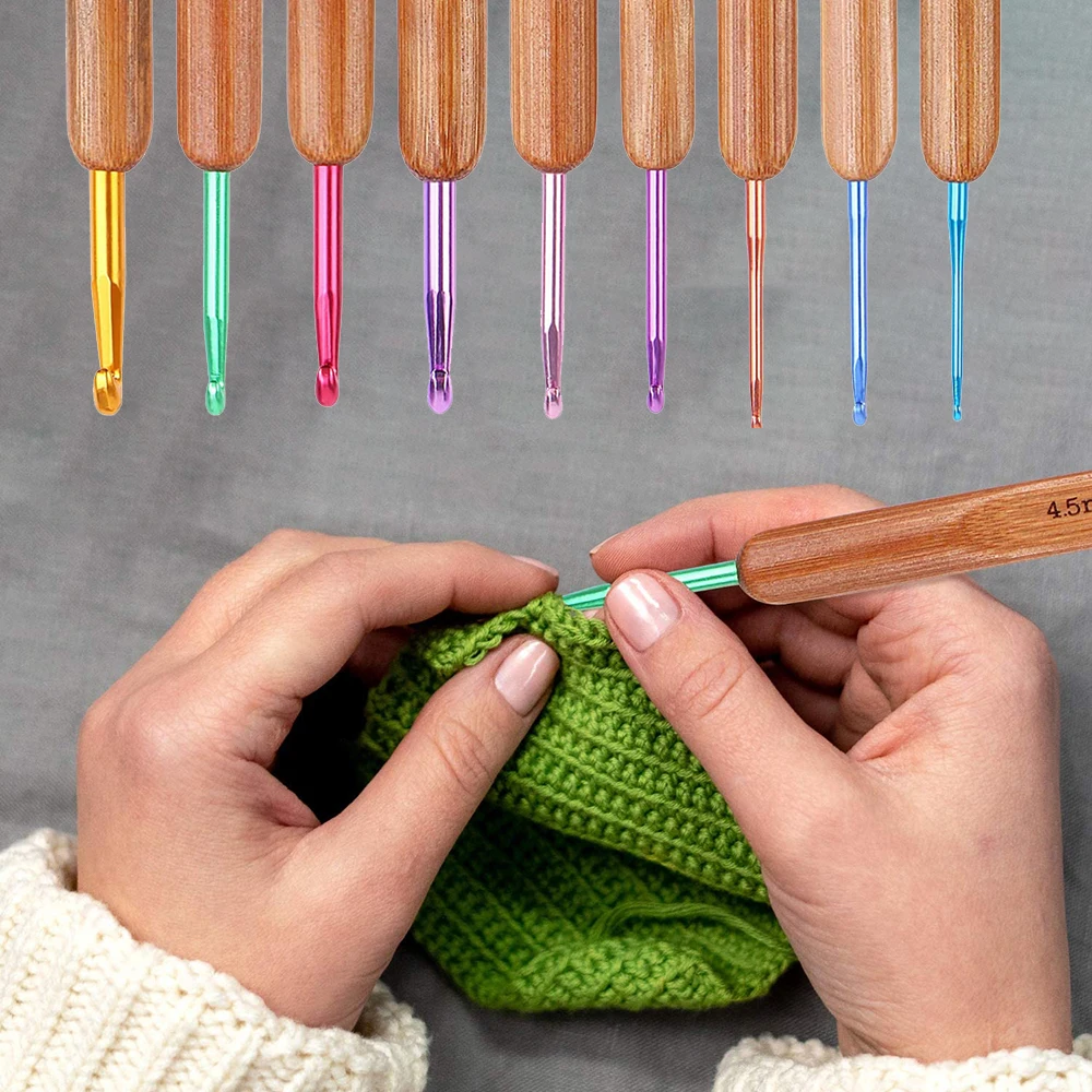 8PCS Inline Crochet Hooks Ergonomic Crochet Hook Set 2.5mm to 6mm  Crocheting Plastic Hook Crochet Needles for Yarn Craft