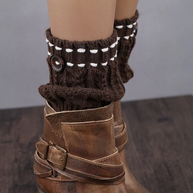 Winter Women Warm Solid Leg Warmers Knitting Socks Women Knitted Socks Leg Warmers Boot Cover Chausettes