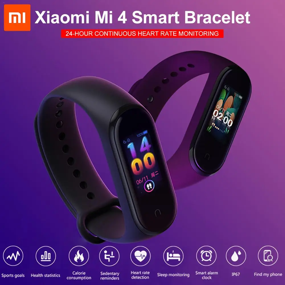 

Xiaomi Mi Band 4 Smart Band Heart Rate Monitor Fitness Tracker Smart Bracelet Bluetooth 50M Waterproof Wristband With Strap