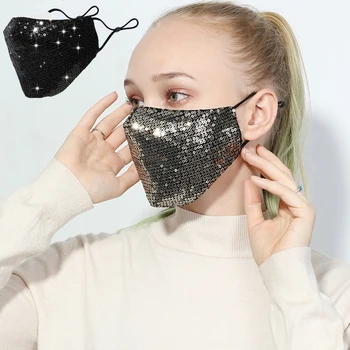 

Fashion Sequin Masks Anti-haze Washable Cotton Mask Shining Sexy Unisex Face Mask Dustproof Reusable Summer Ice Silk Mouth Masks