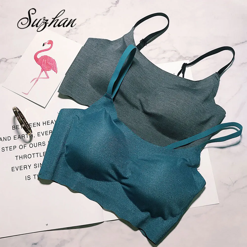 

Suzhan Seamless Push Up Bra Adjusted-straps Wire Free Sports Girls Bras Women Push Up Tops for Summer
