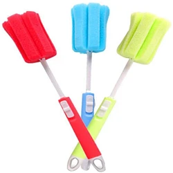 1 Pc Sponge Clean Brush With Adjustable Plastic Handle For Coffee Glasses Pot Milk Cup Mugs Wine Bottle Baby Bottles Brush