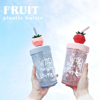 

Summer Fruit Water Bottle Cute Kid Water Bottles Print Portable Bidon with Straw Cup Drinkware Tumbler Protein Shaker Borraccia