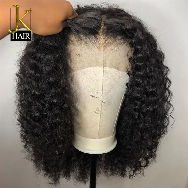 Curly-Bob-Lace-Front-Human-Hair-Wigs-For-Women-Natural-Color-Remy-Brazilian-13x4-Black-Lace.