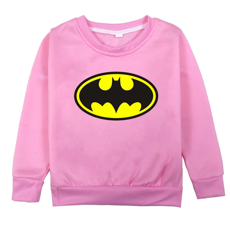 От 2 до 14 лет, детская зимняя одежда для мальчиков и девочек, бархатный свитер с Бэтменом, детский Модный пуловер, пальто - Цвет: Розовый