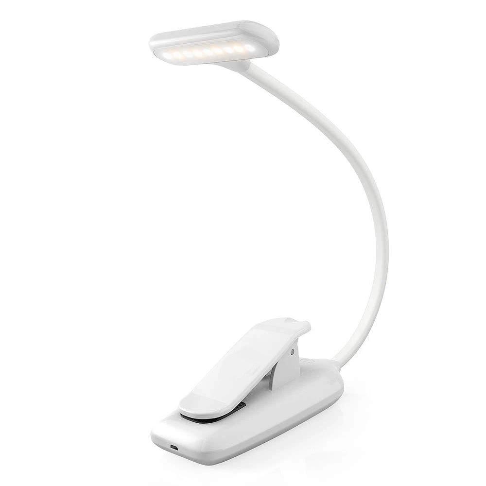 white Rechargeable LED USB Book Light Reading Light Flexible Book Lamp 3 Lighting Mode Dimmer Clip Table Desk Lamp For Notebook Laptop - Испускаемый цвет: white