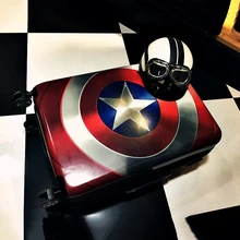 Чемодан на колесиках с рисунком Капитана Америки, чемодан на колесиках Marvel, багаж для путешествий для фанатов-героев, роскошный чемодан из поликарбоната