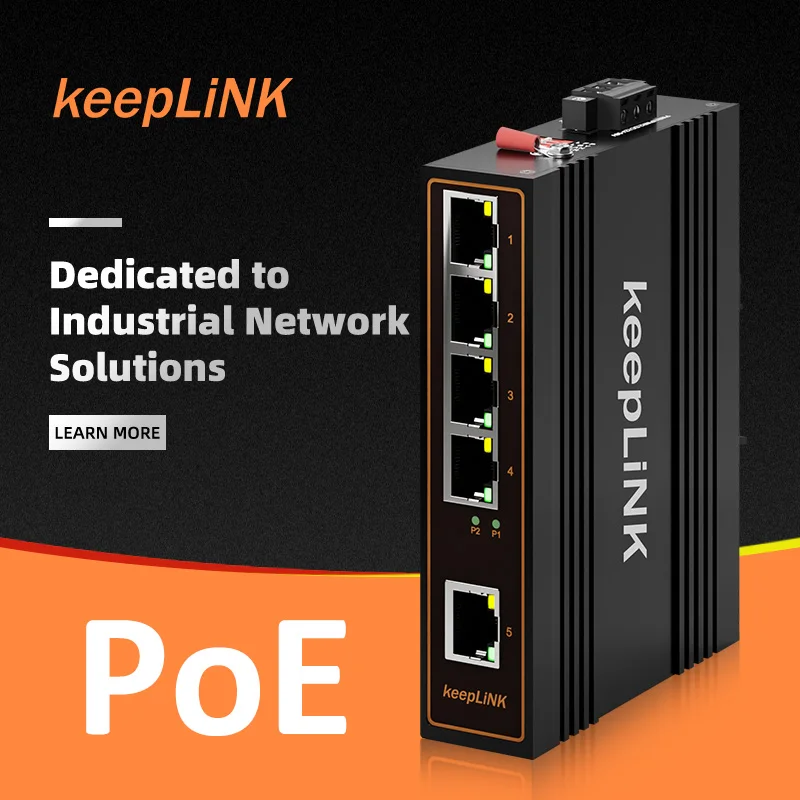 PoE 5 Port Unmanaged Industrial Network Switch Outdoor10/100M