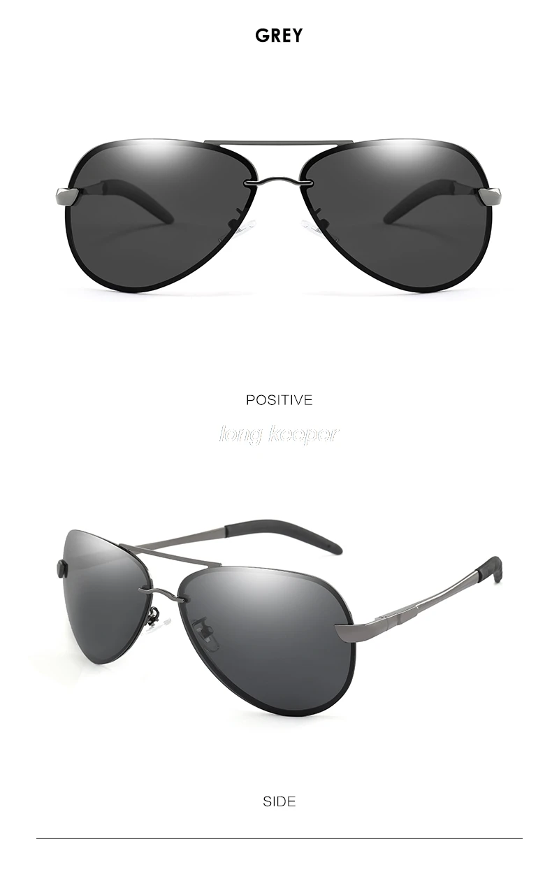 Longkeperer Классические солнечные очки пилота для мужчин Красочные Зеркальные поляризованные солнцезащитные очки без оправы Двойные Лучи вождения очки UV400