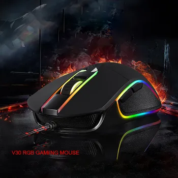 

Dropshipping V30 Mouse Gaming 3500 DPI 6 Buttons Wired Gaming Mouse RGB Backlit Ergonomic Mice For Laptop PC Mini Mouse Black