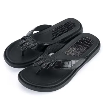 

baoduli new men slippers outdoor men flip-flops Men shoes crocodile The beach sandals men slippers crocodile leather