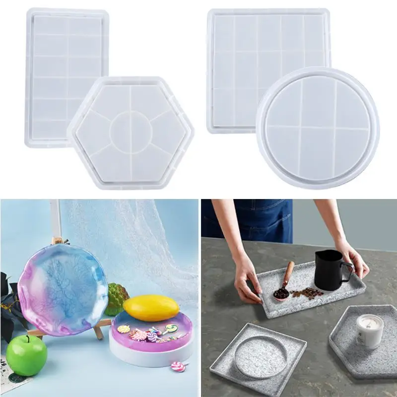 Big Tray Silicone Mold Round Square Epoxy Resin Mold For DIY Storage