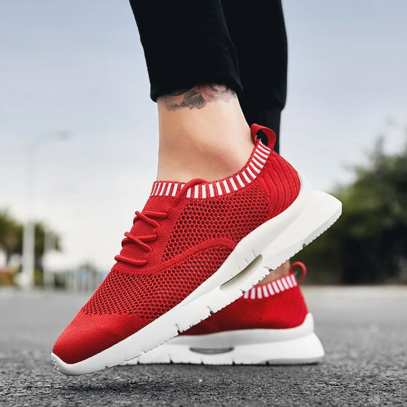 

2019 Fashion Ins Sneakers Men Shoes Breathable Mesh Men Casual Shoes Cool Young Man Sneakers Black Red White Footwear A1586