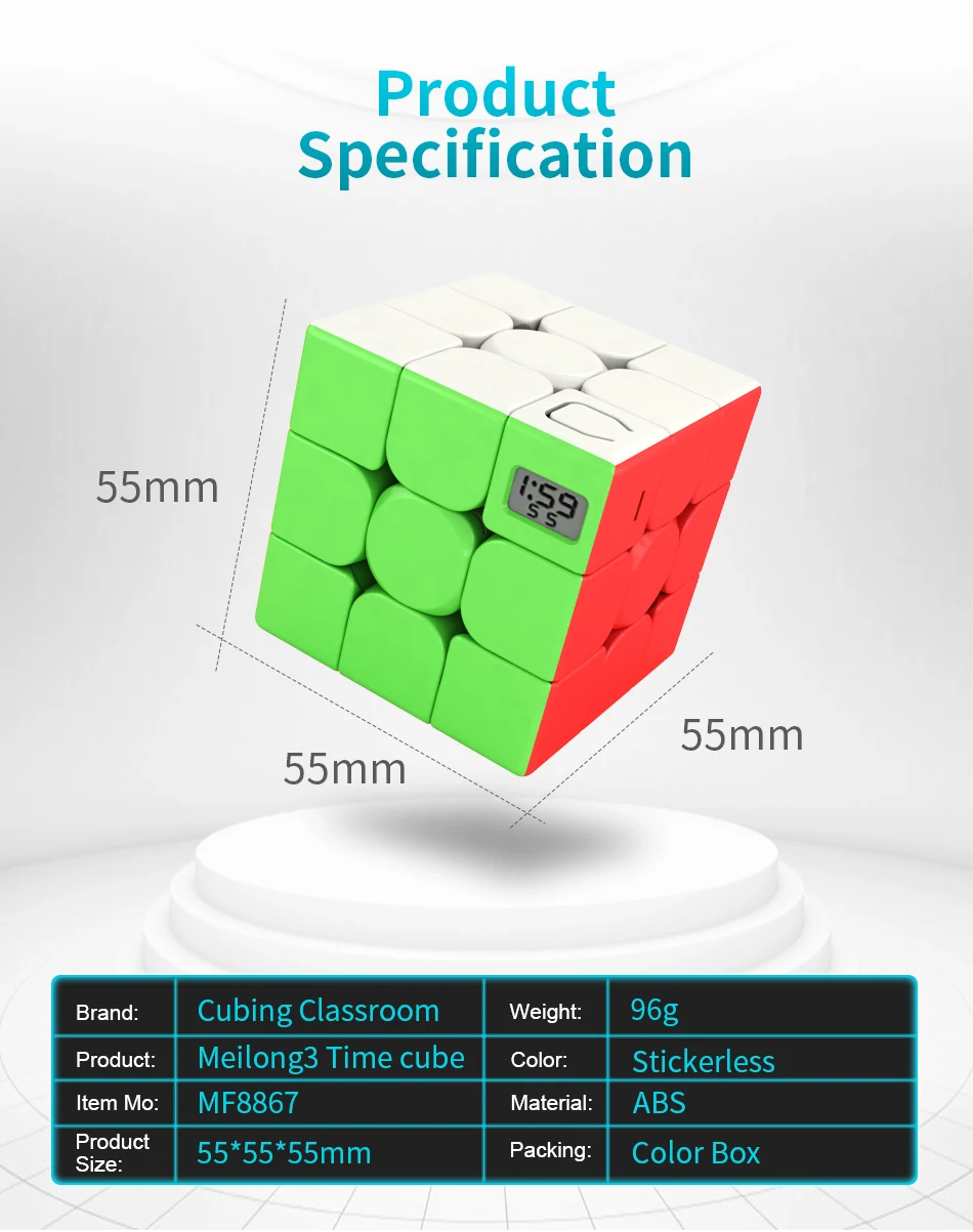 MoYu Cubing Classroom 3x3x3 Meilong Magic Timer Cube Stickerless Professional Puzzle Speed Cube Educational Toys For Children