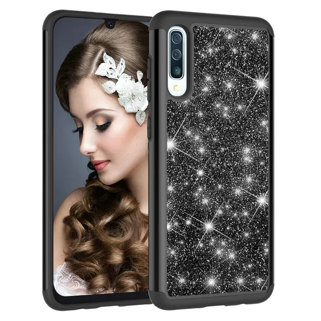 Black Шикарный Блестящий Роскошный чехол для samsung A50 Чехол samsung A20E Etui A50s A30s A20 E задняя крышка для samsung Galaxy A30 чехол A 50 20 - Color: Black