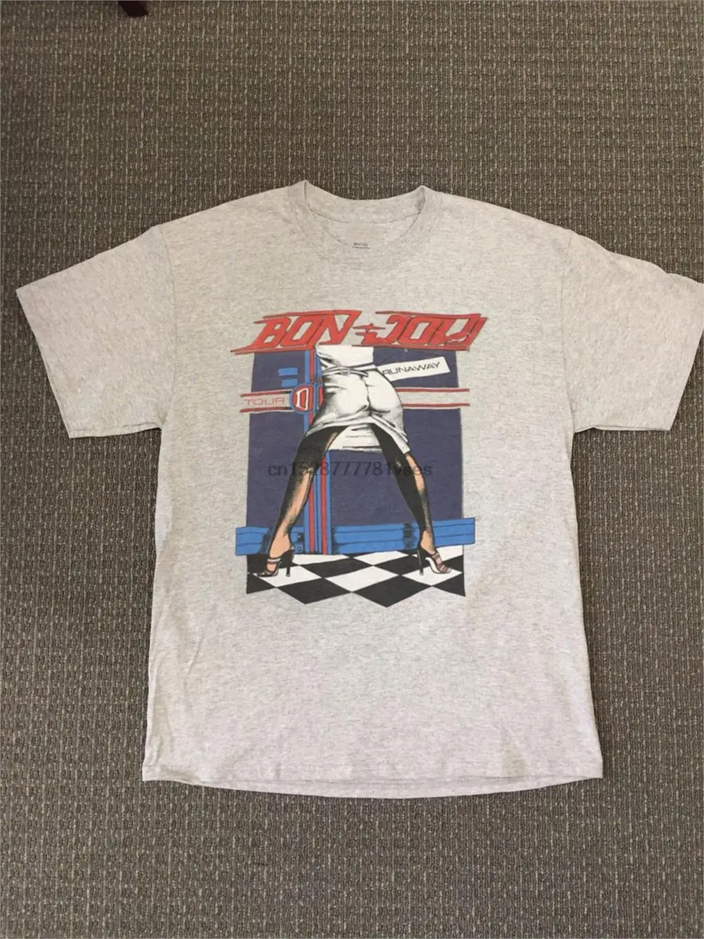 Vintage Bon Jovi Runaway 1984 Tour t-shirt REPRINT Summer T Shirt Brand Fitness Body Building | Мужская одежда
