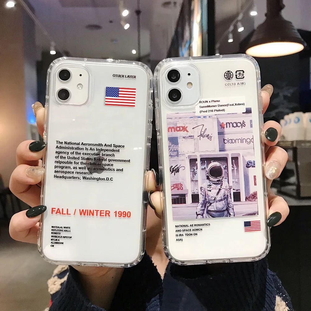 Модный брендовый чехол ins для телефона с астронавтом США iphone 12 11 pro X Xs Max Xr 7 8 Plus