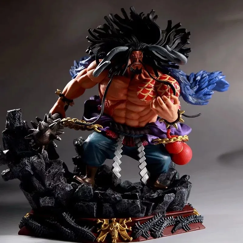 

New Cool One Piece Action Figure Four Emperor Kaido PVC Action Model Toy with Scene Base Favorite Version for Collection