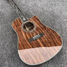 Высококачественная акустическая гитара, цельная Акустическая гитара, гриф из розового дерева