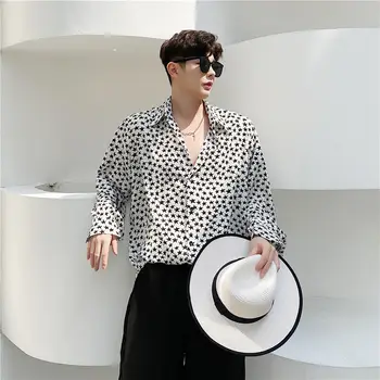 

2020 Spring And Summer New Men's Korean Version Of The Original Wild Casual Spotted Leopard Print Loose Long-sleeved Shirt M-XL