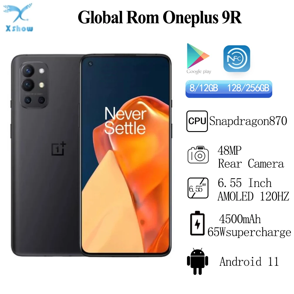 Оригинальный сотовый телефон OnePlus 9R с глобальной прошивкой дисплей 6 55 дюйма 120 Гц