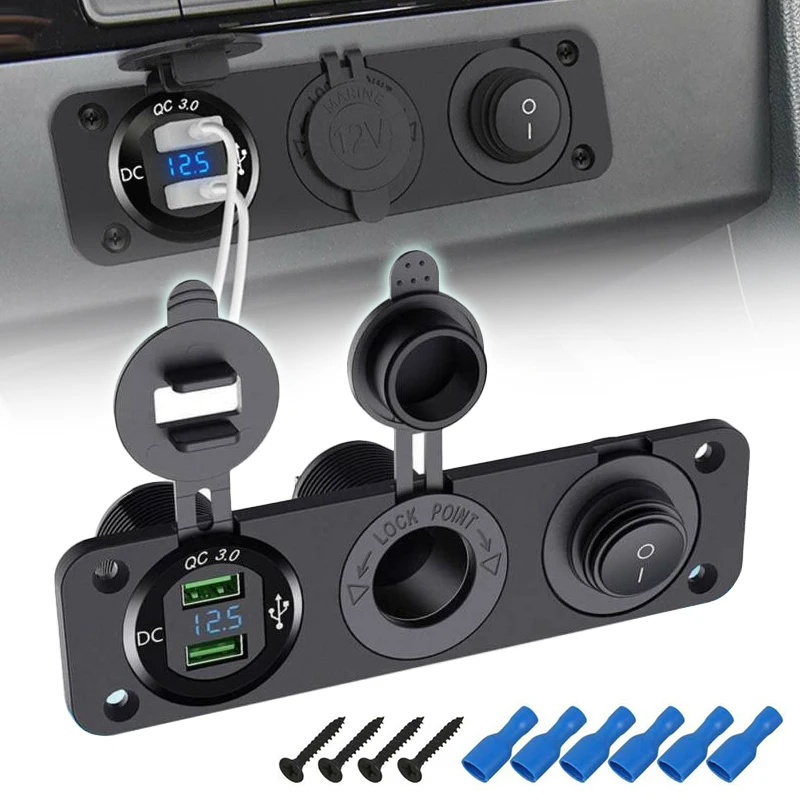 1pc 12/24V ڵ    2 USB   On/Off ġ г ڵ Ʈ DIY ǰ ׼