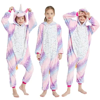 

Unicorn Series Polyester Pijama Anime Children Onesie Pajamas Purple New Winter Flannel Animal Full Color Polyester,spandex