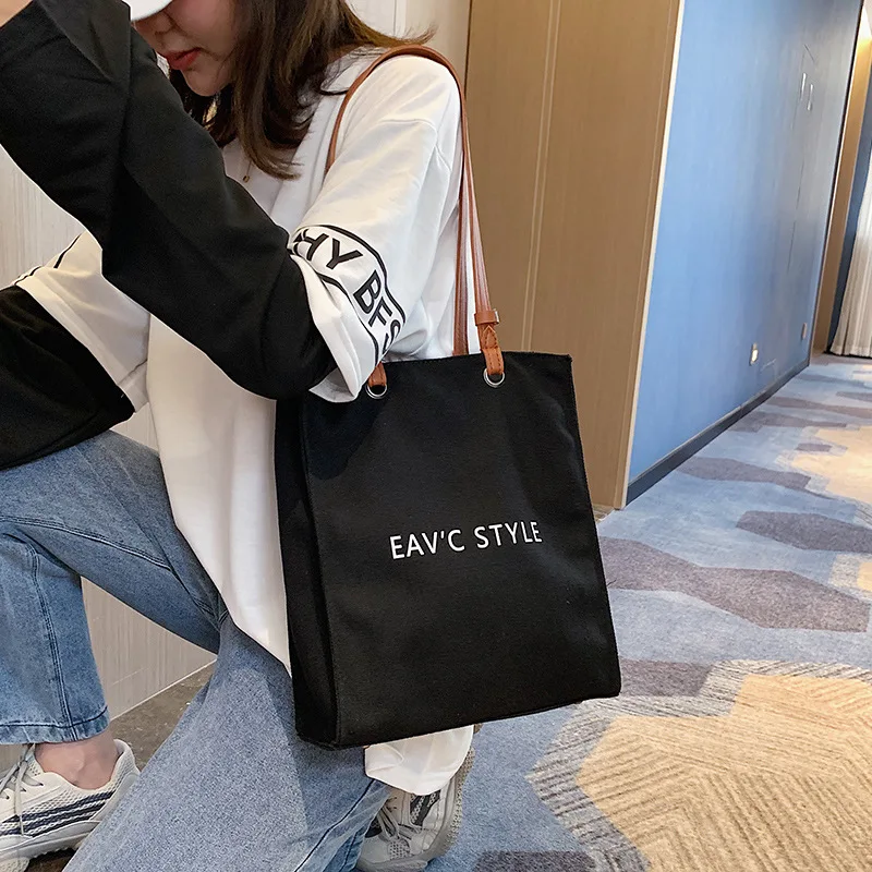 

INS Literature And Art Canvas Bag WOMEN'S Bag 2019 New Style Autumn Korean-style Shoulder Fashion Handbag Simple Tote Bag