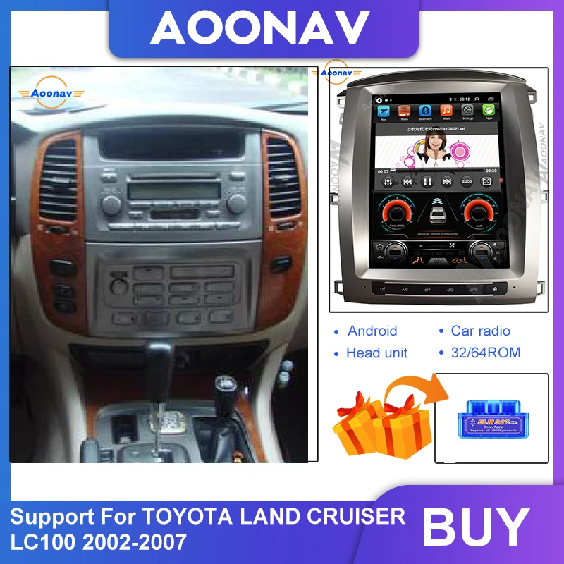 2din android автомобильный аудио Радио мультимедийный плеер для-TOYOTA LAND CRUISER LC100 2002-2007