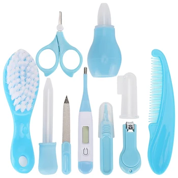 

10Pcs/Set Baby Nail Care Kit Nail Clipper with Thermometer Dropper Comb Brush Scissor Infants Manicure Care Set