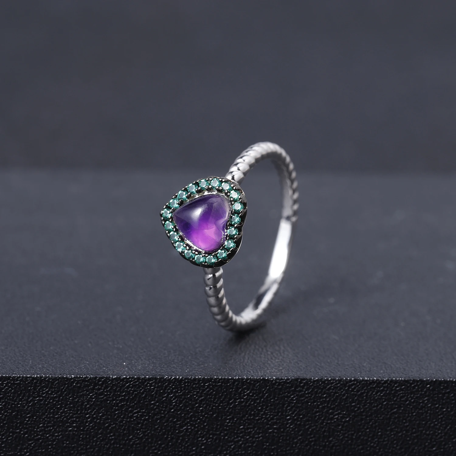 GEM'S BALLET, 0.78Ct, натуральный аметист, камень по месяцу рождения, кольца в виде сердца, твердые 925 пробы, серебряные полосы, кольцо для женщин, хорошее ювелирное изделие