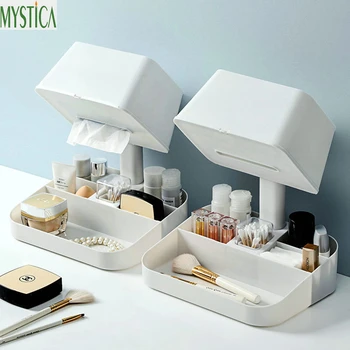

Cosmetic Organizer Desktop Make Up Paper Towel Storage Box Home Multifunction Organizer Case Lipstick Holder Jewelry Store Bins
