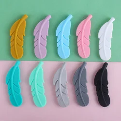 57*14mm 10pc/lot Baby Silicone Feather Teething for Pacifier Chain Molars Necklace Accessories Teether Safe Oral Care BPA Free