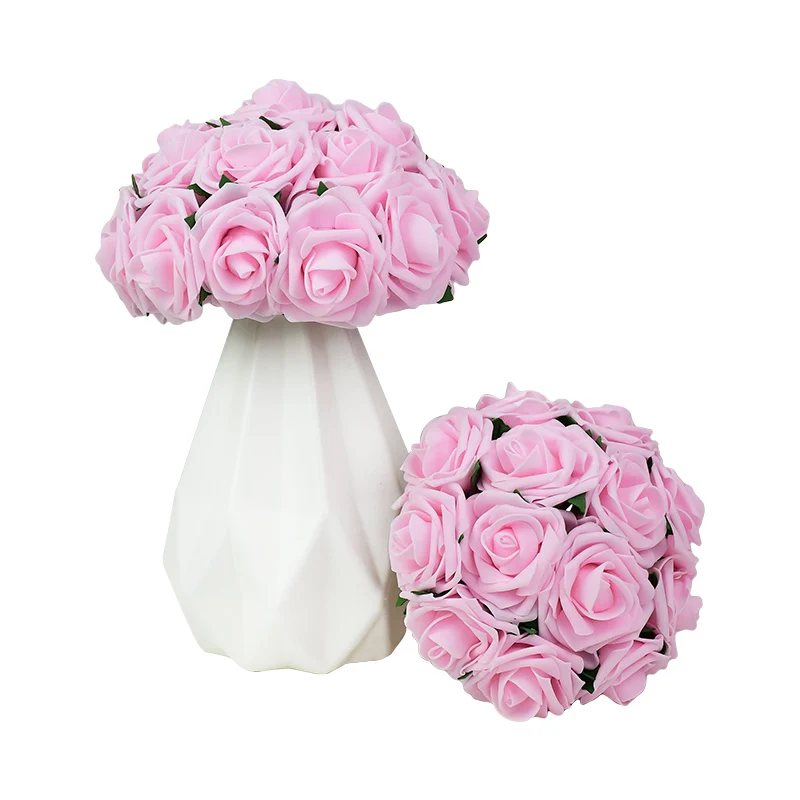 25Pcs Foam Home Furnishing 7cm Artificial Rose Flower Handmade Wedding Decor 
